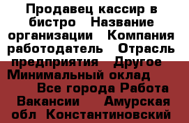 Продавец-кассир в бистро › Название организации ­ Компания-работодатель › Отрасль предприятия ­ Другое › Минимальный оклад ­ 15 000 - Все города Работа » Вакансии   . Амурская обл.,Константиновский р-н